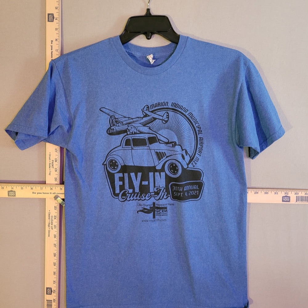 Alstyle Marion Indiana Fly-In Cruise-In 2021 T-Shirt Mens Medium Blue Heather